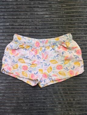 OshKosh B'gosh White Lemon & Pink Citrus Print Athletic Shorts